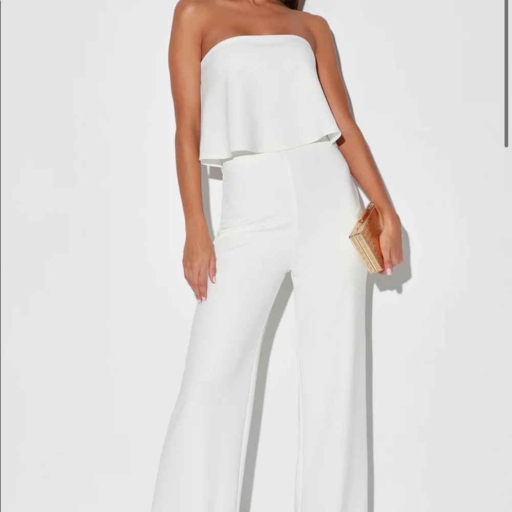 NWT Lulus Strapless White Jumpsuit